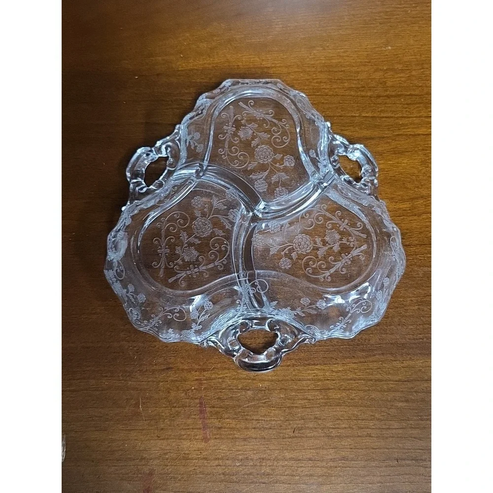 Cambridge Glass Chantily 3 part‎ Relish Dish 1938-1958